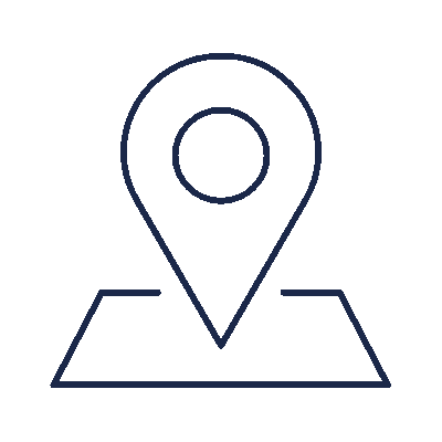 Wired outline 52 location pin on square map hover jump